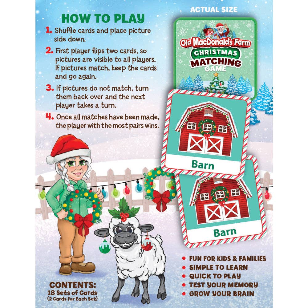 Old MacDonald's Farm Christmas Matching Game