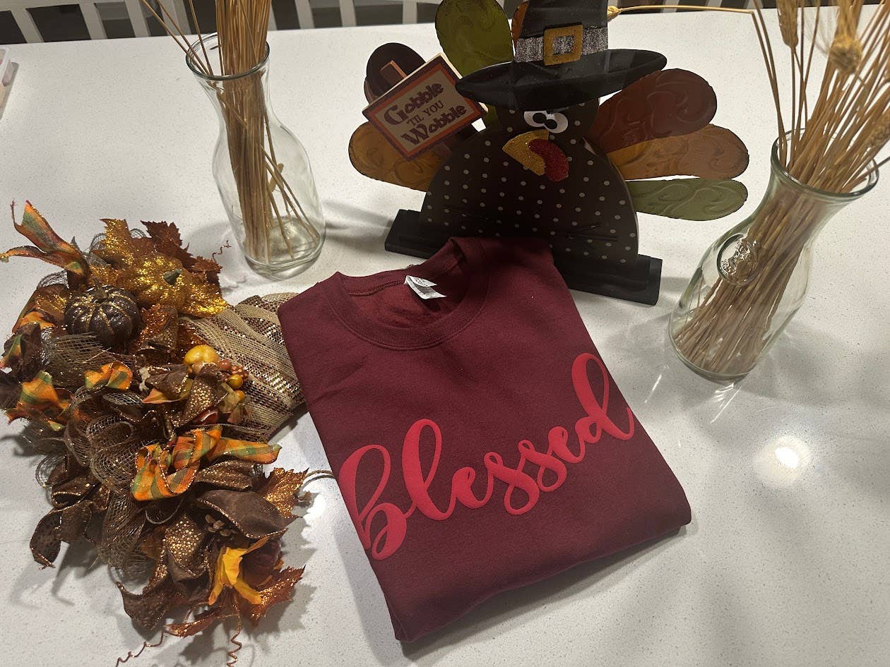 Thanksgiving PUFF 3 D Vinyl Blessed family sweatshirts
