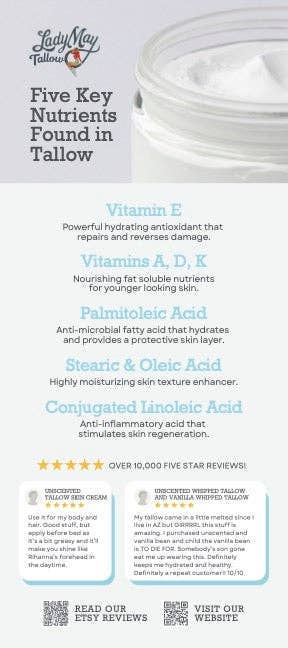 Vanilla Whipped Tallow - All Natural Grass Fed Beef Tallow Moisturizer